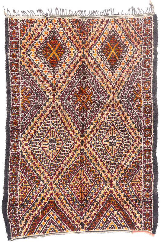 7 x 10 - Burgundy Vintage Beni MGuild Moroccan Rug - 21914