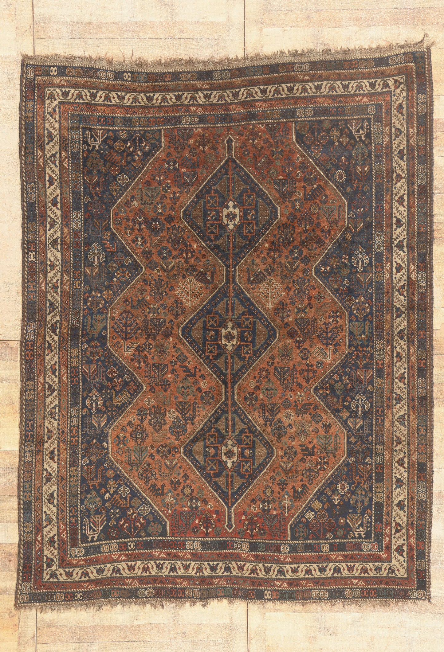 8 x 10 - Rust Antique Persian Shiraz Rug - 21919
