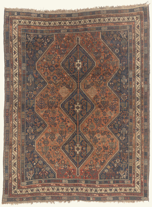 8 x 10 - Rust Antique Persian Shiraz Rug - 21919