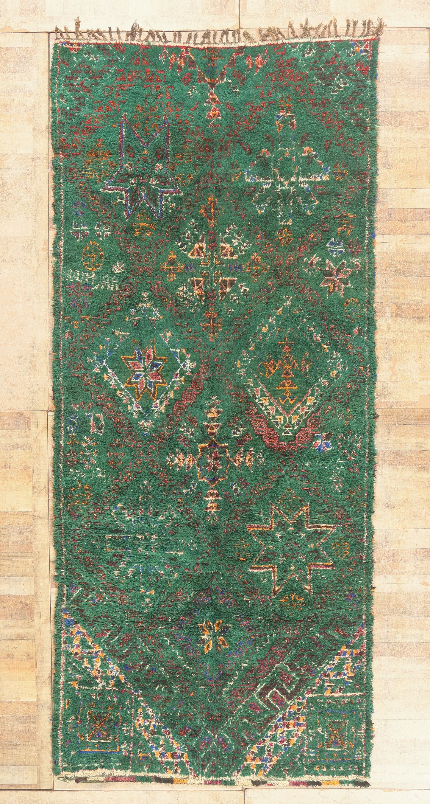 7 x 16 - Green Vintage Beni MGuild Moroccan Rug - 21922