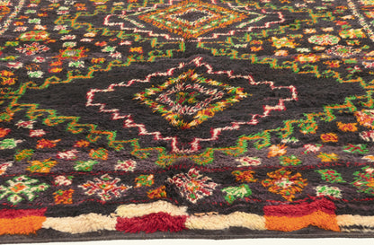 6 x 10 - Black Vintage Beni MGuild Moroccan Rug - 21928