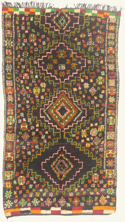 6 x 10 - Black Vintage Beni MGuild Moroccan Rug - 21928
