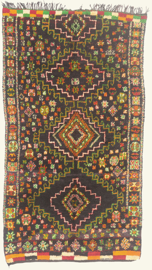 6 x 10 - Black Vintage Beni MGuild Moroccan Rug - 21928