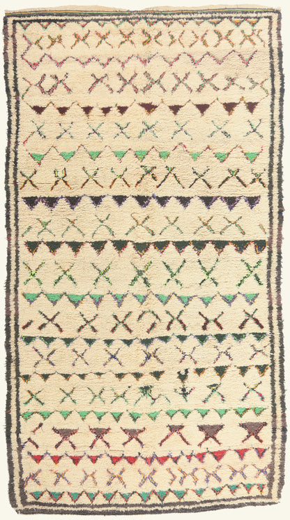 6 x 11 - Ivory Vintage Azilal Moroccan Rug - 21934