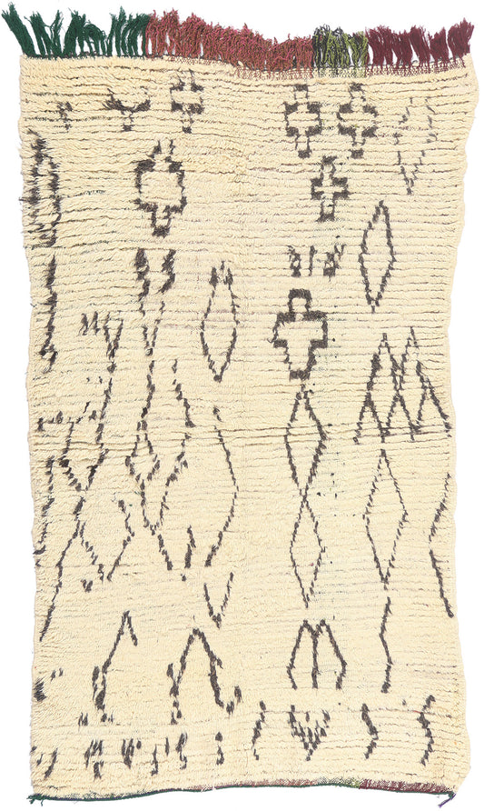 4 x 6 - Ivory Vintage Azilal Moroccan Rug - 21938