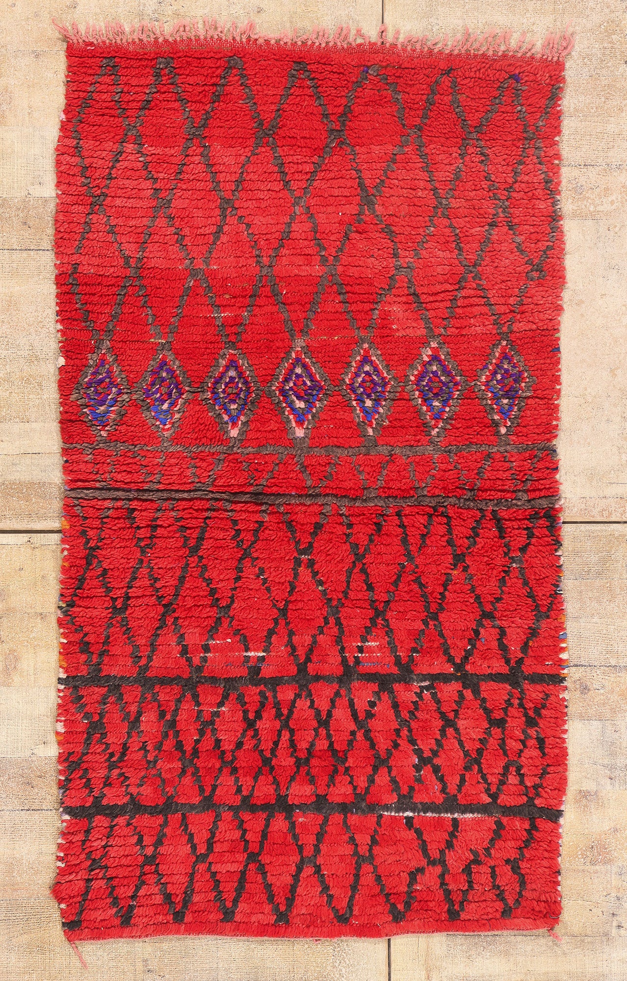 3 x 5 - Red Vintage Boujad Moroccan Rug - 21941