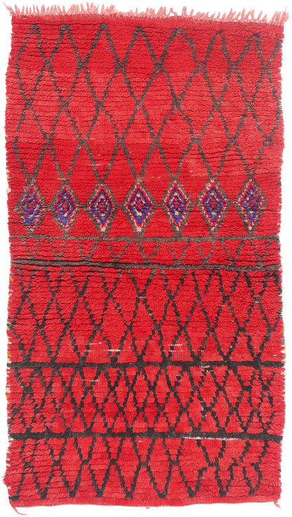 3 x 5 - Red Vintage Boujad Moroccan Rug - 21941