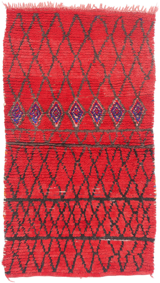 3 x 5 - Red Vintage Boujad Moroccan Rug - 21941