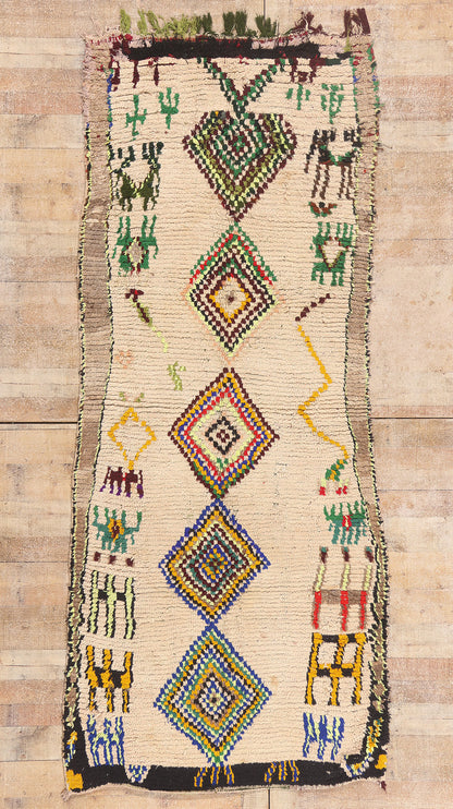 4 x 9 - Ivory Vintage Azilal Moroccan Rug - 21942