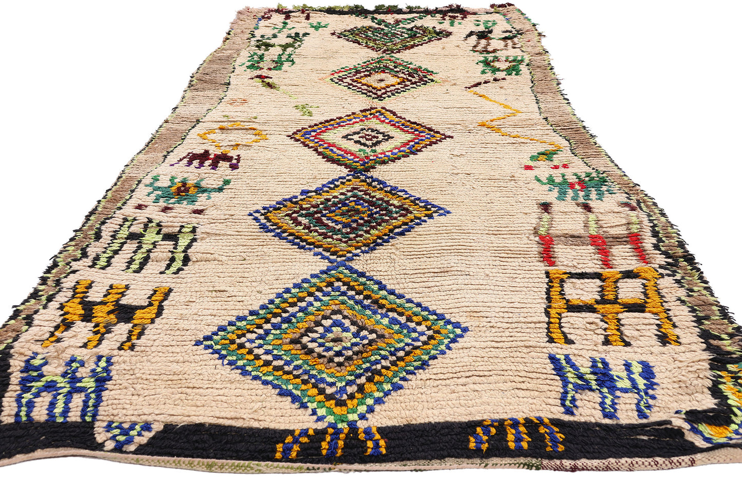 4 x 9 - Ivory Vintage Azilal Moroccan Rug - 21942