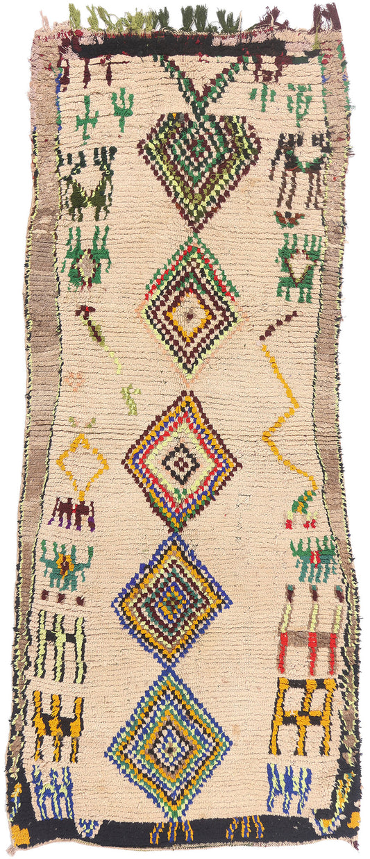 4 x 9 - Ivory Vintage Azilal Moroccan Rug - 21942