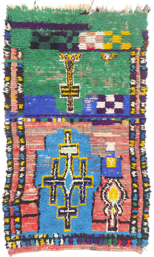3 x 5 - Multicolor Vintage Azilal Moroccan Rug - 21943