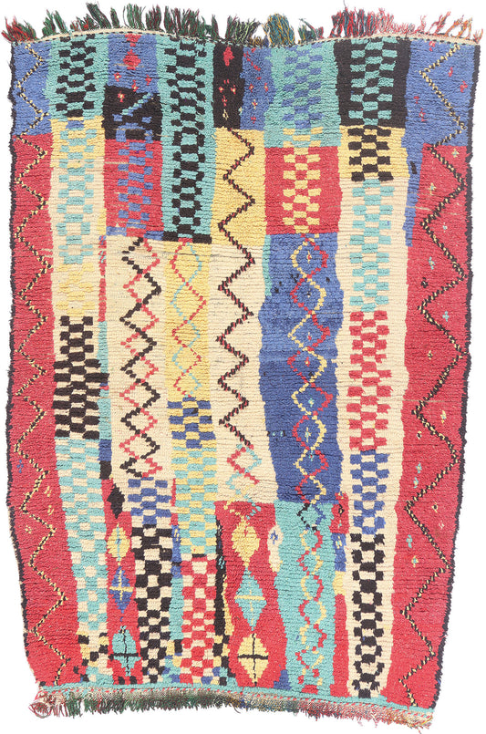 5 x 7 - Multicolor Vintage Azilal Moroccan Rug - 21945