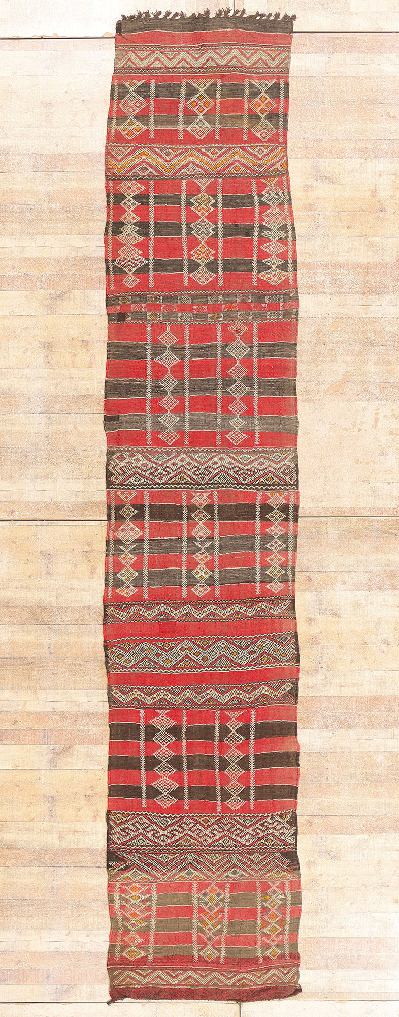 3 x 16 - Red Vintage Zemmour Moroccan Kilim Rug - 21949