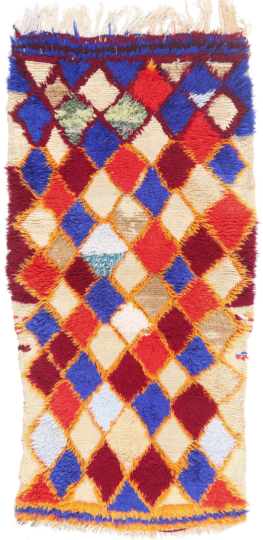 3 x 6 - Multicolor Vintage Azilal Moroccan Rug - 21953