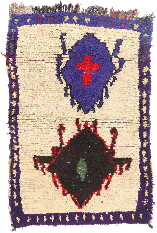 4 x 6 - Ivory Vintage Azilal Moroccan Rug - 21956