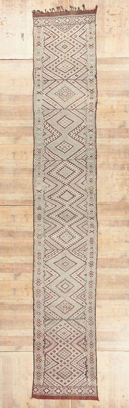 3 x 21 - Ivory Vintage Zemmour Moroccan Kilim Rug - 21967