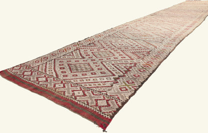3 x 21 - Ivory Vintage Zemmour Moroccan Kilim Rug - 21967