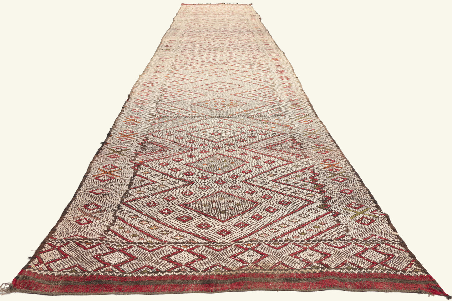 3 x 21 - Ivory Vintage Zemmour Moroccan Kilim Rug - 21967