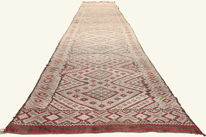 3 x 21 - Ivory Vintage Zemmour Moroccan Kilim Rug - 21967