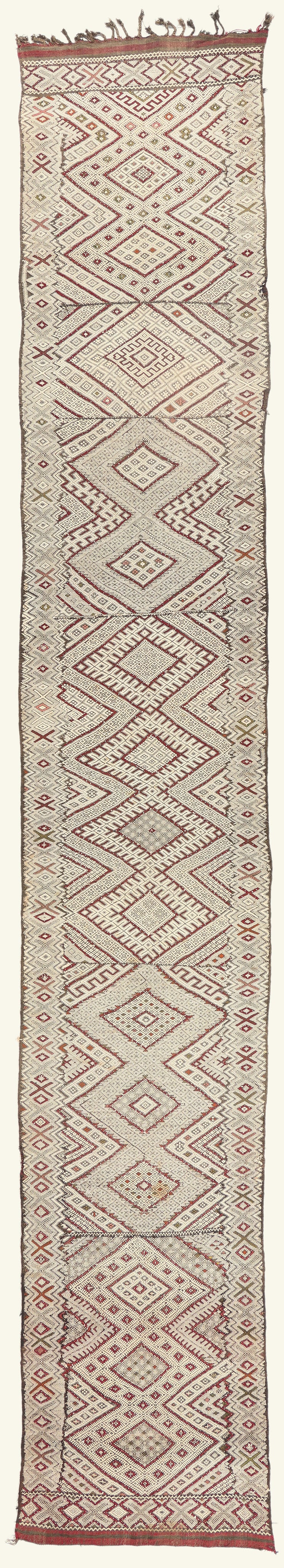 3 x 21 - Ivory Vintage Zemmour Moroccan Kilim Rug - 21967