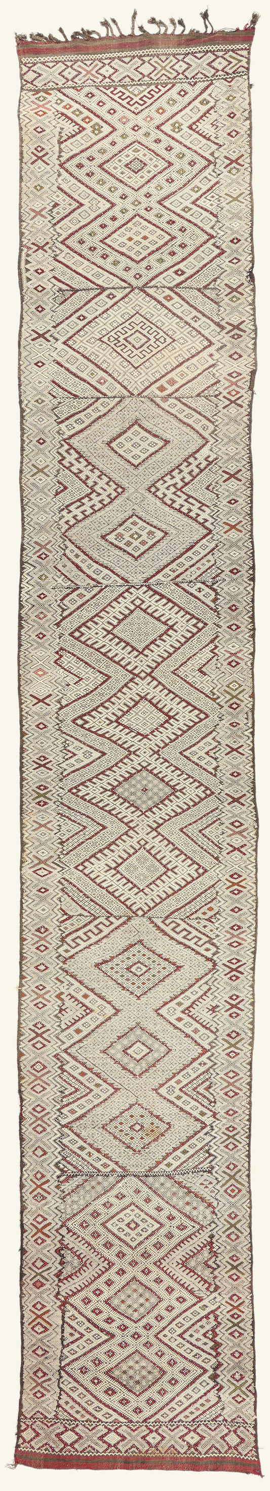 3 x 21 - Ivory Vintage Zemmour Moroccan Kilim Rug - 21967