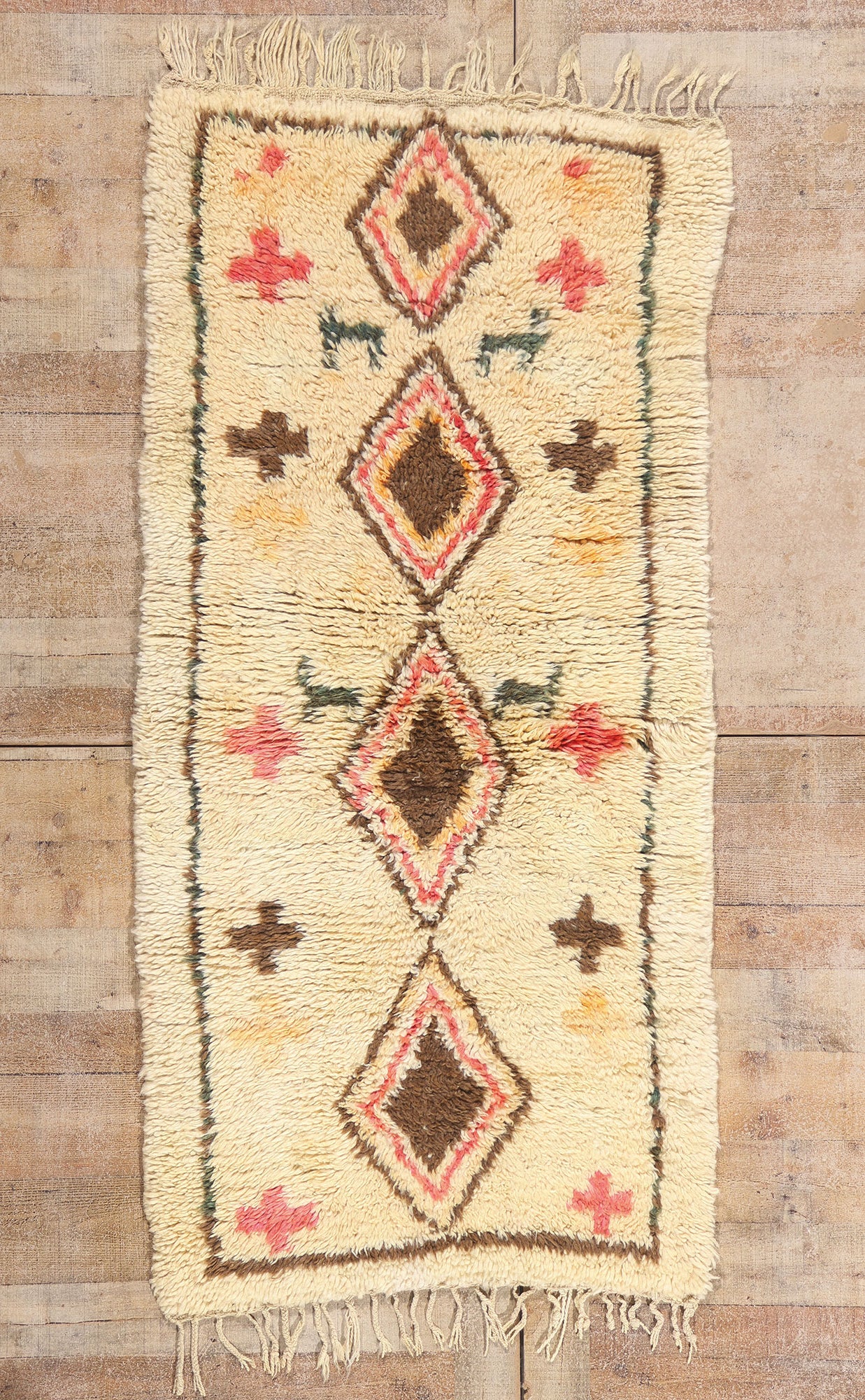 3 x 6 - Ivory Vintage Azilal Moroccan Rug - 21973