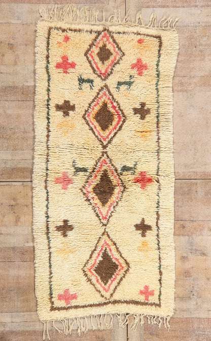 3 x 6 - Ivory Vintage Azilal Moroccan Rug - 21973