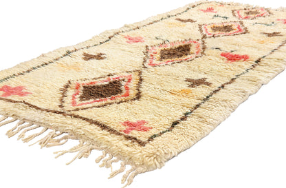 3 x 6 - Ivory Vintage Azilal Moroccan Rug - 21973