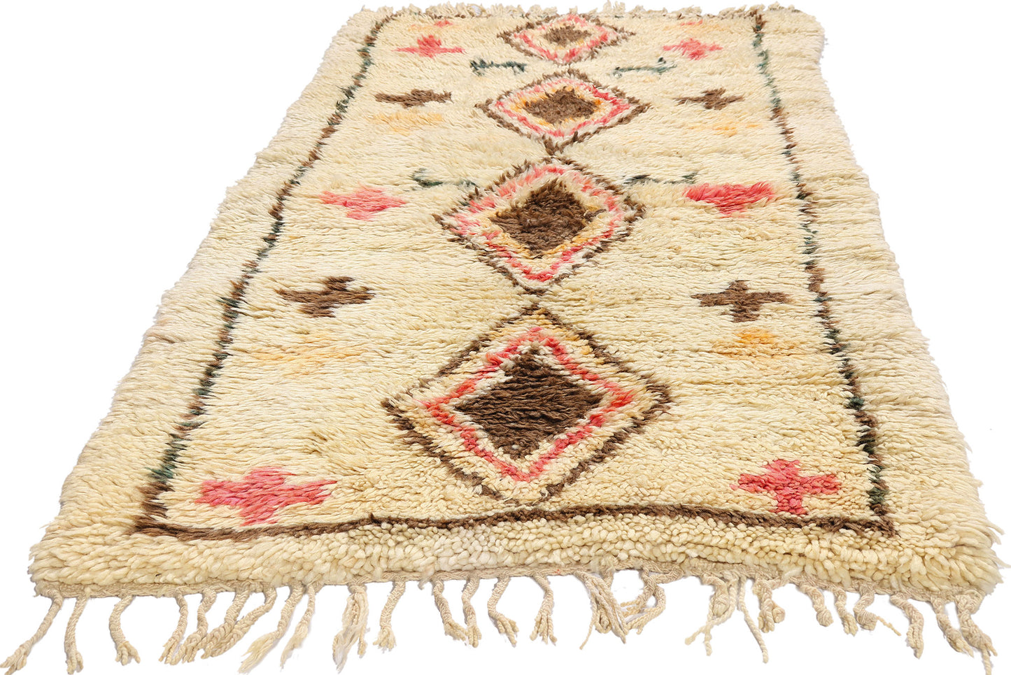 3 x 6 - Ivory Vintage Azilal Moroccan Rug - 21973