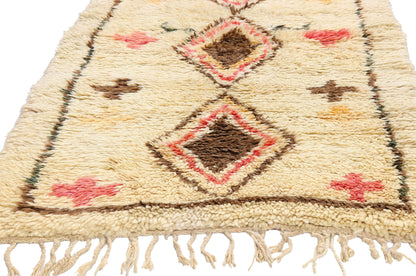 3 x 6 - Ivory Vintage Azilal Moroccan Rug - 21973
