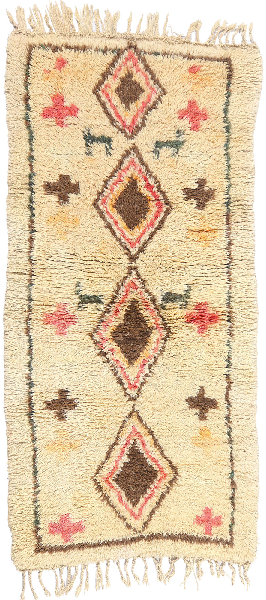 3 x 6 - Ivory Vintage Azilal Moroccan Rug - 21973