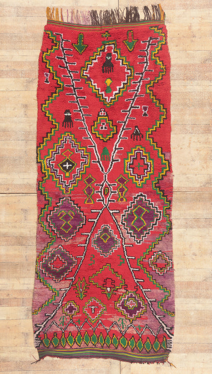 4 x 11 - Red Vintage Talsint Moroccan Rug - 21974
