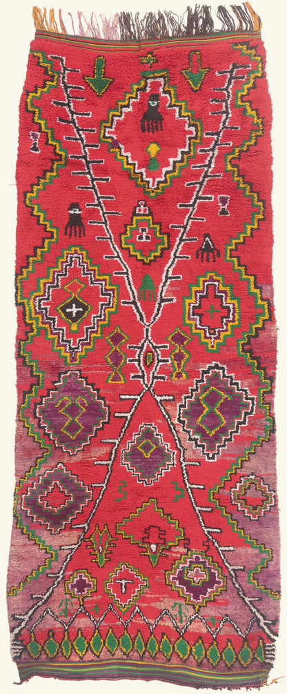 4 x 11 - Red Vintage Talsint Moroccan Rug - 21974