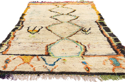 4 x 8 - Ivory Vintage Azilal Moroccan Rug - 21976