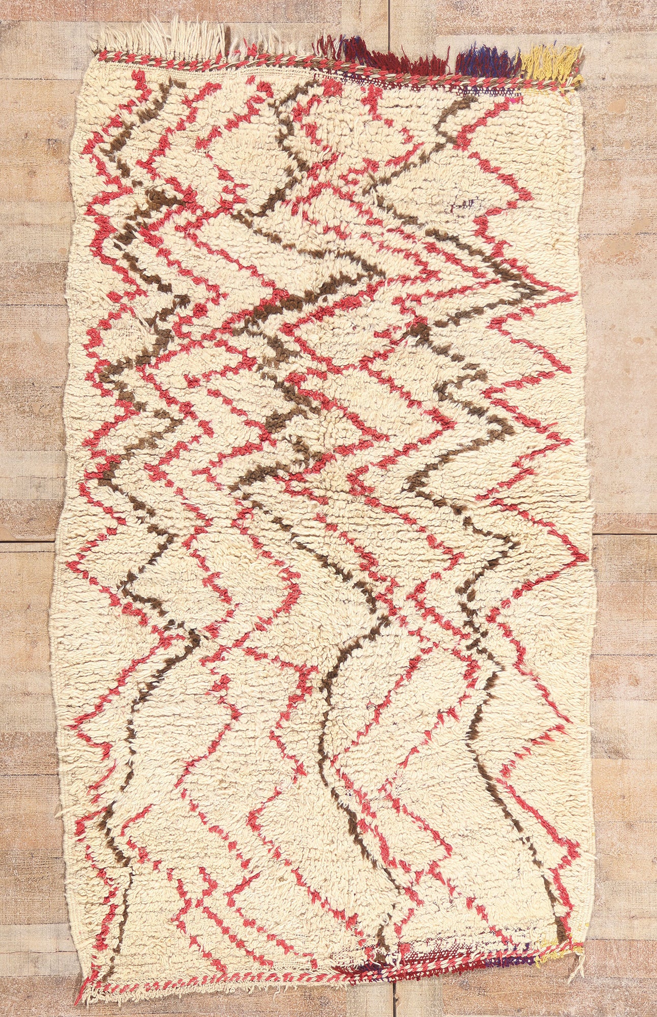 4 x 7 - Ivory Vintage Azilal Moroccan Rug - 21981