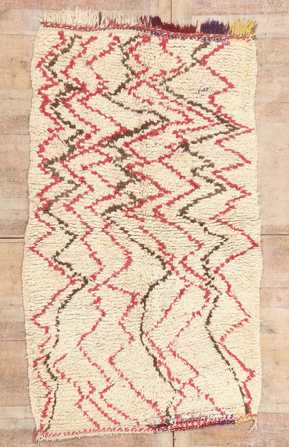 4 x 7 - Ivory Vintage Azilal Moroccan Rug - 21981