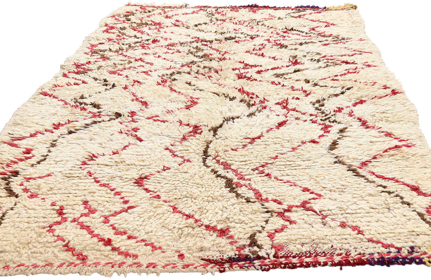 4 x 7 - Ivory Vintage Azilal Moroccan Rug - 21981