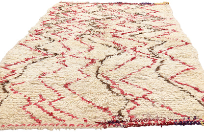 4 x 7 - Ivory Vintage Azilal Moroccan Rug - 21981