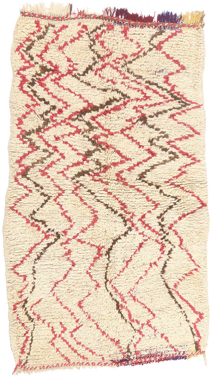 4 x 7 - Ivory Vintage Azilal Moroccan Rug - 21981