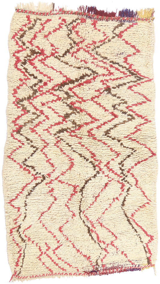 4 x 7 - Ivory Vintage Azilal Moroccan Rug - 21981