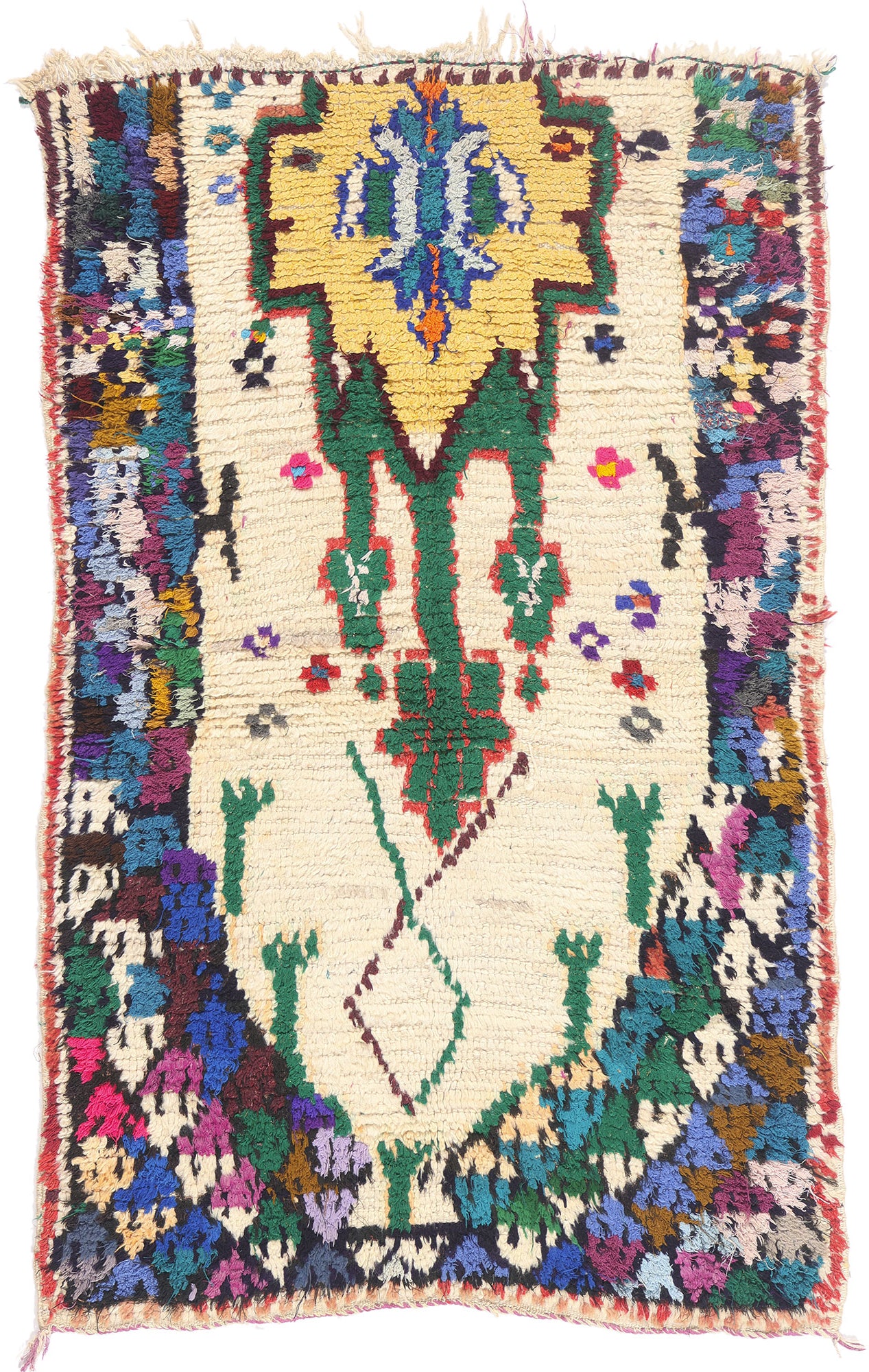 3 x 5 - Ivory Vintage Azilal Moroccan Rug - 21982
