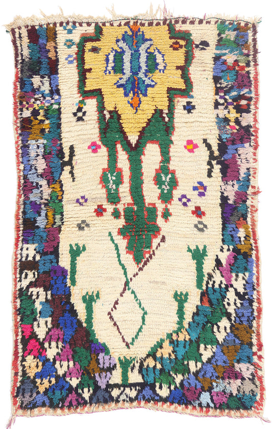 3 x 5 - Ivory Vintage Azilal Moroccan Rug - 21982