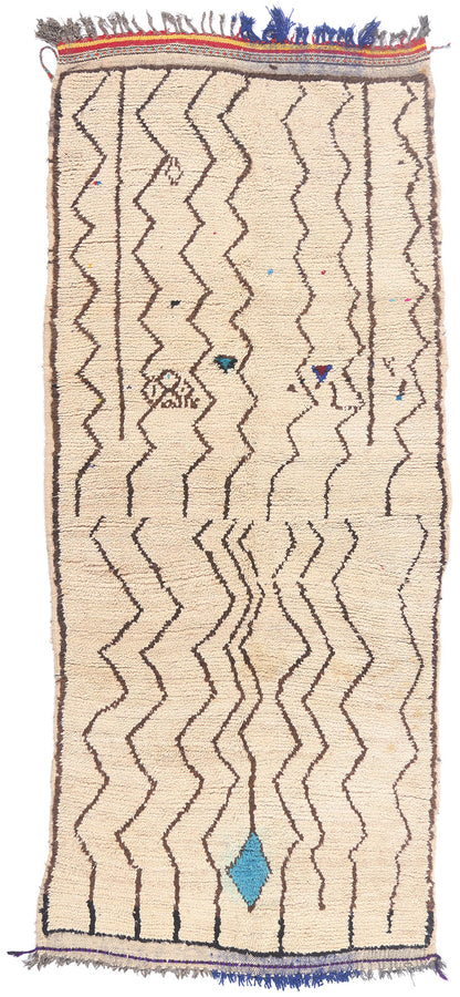 4 x 9 - Ivory Vintage Azilal Moroccan Rug - 21983