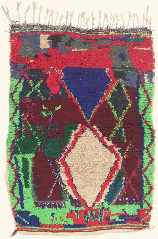 3 x 5 - Multicolor Vintage Boujad Moroccan Rug - 21985