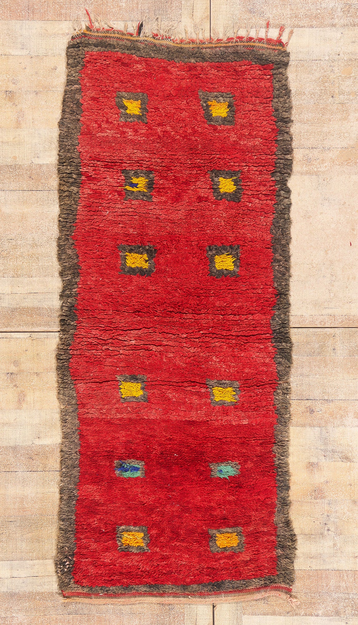 3 x 7 - Red Vintage Boujad Moroccan Rug - 21987