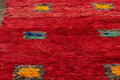 3 x 7 - Red Vintage Boujad Moroccan Rug - 21987