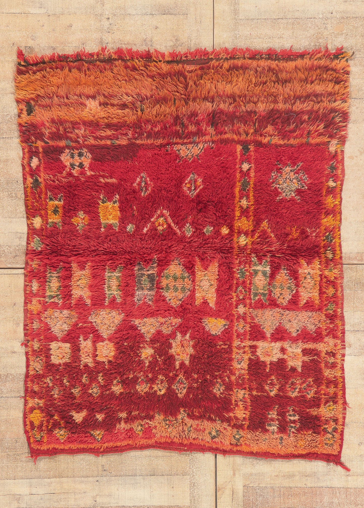 4 x 5 - Red Vintage Beni MGuild Moroccan Rug - 21989