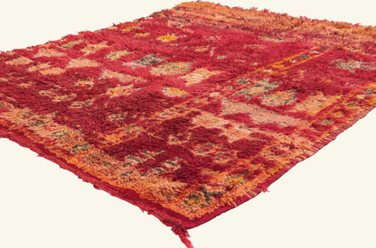 4 x 5 - Red Vintage Beni MGuild Moroccan Rug - 21989