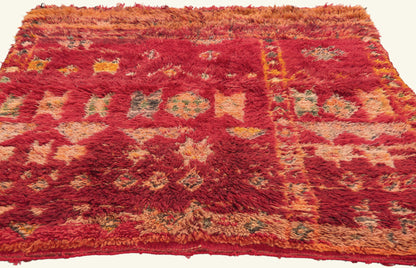 4 x 5 - Red Vintage Beni MGuild Moroccan Rug - 21989